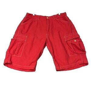 Polo Jeans Co Ralph‎ Lauren Red Contrast Stitch Utility Cargo Shorts SZ 34 Y2K